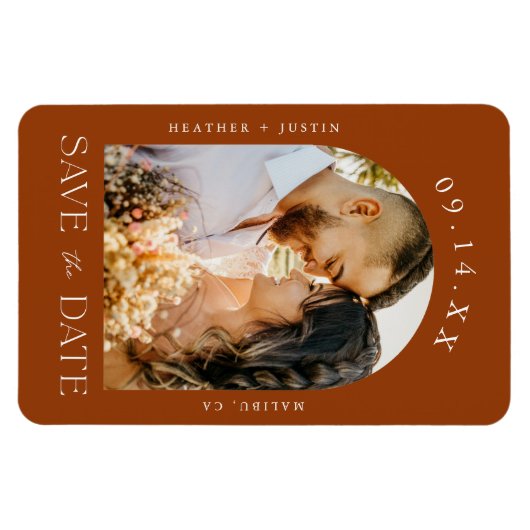 Rust Terracotta Boho Herfst Foto Save the Date Magneet (Horizontaal)