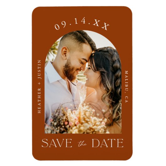 Rust Terracotta Boho Herfst Foto Save the Date Magneet (Verticaal)