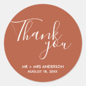 Rust Terracotta Boho Wedding Bedankt Ronde Sticker (Voorkant)