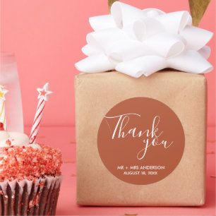 Rust Terracotta Boho Wedding Bedankt Ronde Sticker