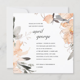 RUST TERRACOTTA BROWN FLORAL BABY SHOWER INVITE BEDANKKAART