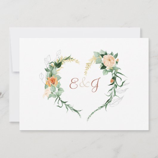 Rust Terracotta Champagne White Floral Wedding Kaart (Achterkant)