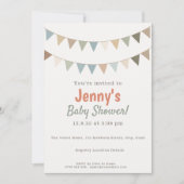 Rust Terracotta en Sage Green Bunting Baby shower Kaart (Voorkant)