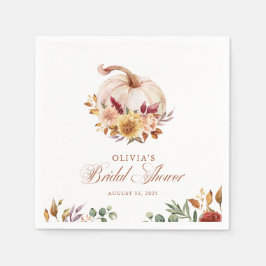 Rust Terracotta Floral Pampas Grass and Pumpkin Servet