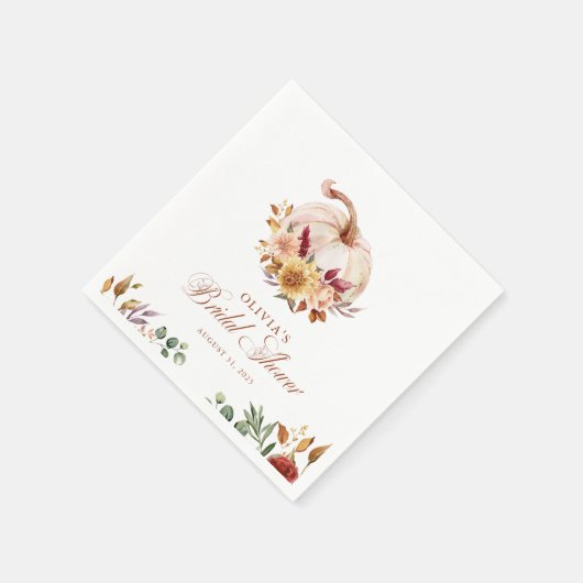 Rust Terracotta Floral Pampas Grass and Pumpkin Servet (Hoek)