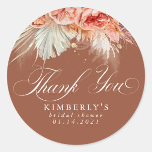 Rust Terracotta Floral Pampas Grass Dank u Ronde Sticker