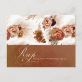 Rust Terracotta Floral Pampas Grass Wedding RSVP Briefkaart (Voorkant)