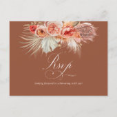 Rust Terracotta Floral Pampas Grass Wedding RSVP Briefkaart (Voorkant)