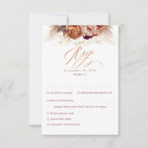 Rust Terracotta Floral Pampas Grass Wedding RSVP