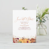 Rust Terracotta Floral Pumpkins Herfst Save the Da Aankondiging (Staand voorkant)