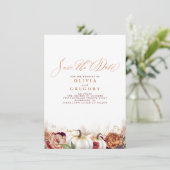 Rust Terracotta Floral Pumpkins Herfst Save the Da Aankondiging (Staand voorkant)