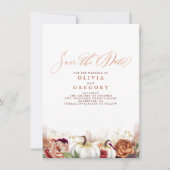 Rust Terracotta Floral Pumpkins Herfst Save the Da Aankondiging (Voorkant)