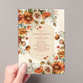 Rust Terracotta Flowers Burnt Oranje Fall Wedding Acryl Uitnodigingen (Insitu (Draagbaar))