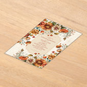 Rust Terracotta Flowers Burnt Oranje Fall Wedding Acryl Uitnodigingen (Laagn)