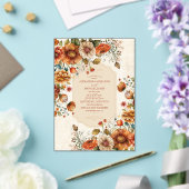 Rust Terracotta Flowers Burnt Oranje Fall Wedding Acryl Uitnodigingen (Insitu (Huwelijk))