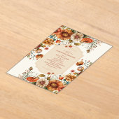 Rust Terracotta Flowers Burnt Oranje Fall Wedding Acryl Uitnodigingen (Laagn)