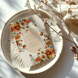 Rust Terracotta Flowers Burnt Oranje Fall Wedding Acryl Uitnodigingen