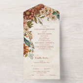 Rust Terracotta Flowers Burnt Oranje Fall Wedding All In One Uitnodiging (Binnen)