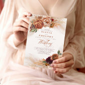 Rust Terracotta Flowers Burnt Oranje Fall Wedding Kaart