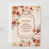 Rust Terracotta Flowers Burnt Oranje Fall Wedding Kaart (Voorkant)