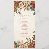 Rust Terracotta Flowers Burnt Oranje Fall Wedding Menu (Voorkant)