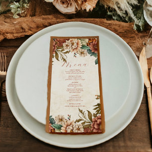 Rust Terracotta Flowers Burnt Oranje Fall Wedding Menu
