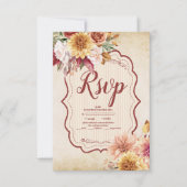 Rust Terracotta Flowers Burnt Oranje Fall Wedding RSVP Kaartje (Voorkant)