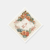 Rust Terracotta Flowers Burnt Oranje Fall Wedding Servet (Hoek)