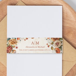 Rust Terracotta Flowers Burnt Oranje Fall Wedding Uitnodigingen Wikkel