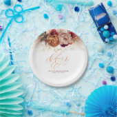 Rust Terracotta Flowers en Pampas Grass Cheers Papieren Bordje (Feest)