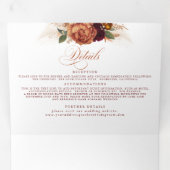 Rust Terracotta Flowers en Pampas Grass Wedding Drieluik Uitnodiging (Binnenzijde eerst)