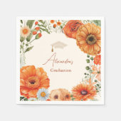 Rust Terracotta Flowers verbrand Sinaasappel Afstu Servet (Voorkant)