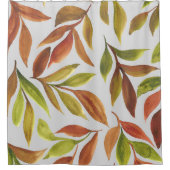 Rust Terracotta Green Waterverf Leaves Douchegordijn (Voorkant)