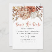 Rust Terracotta Herfst Boho Floral Save the Date Kaart (Voorkant)