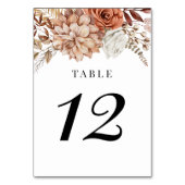 Rust Terracotta Herfst Boho Floral Table Number Kaart (Achterkant)