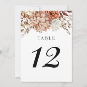 Rust Terracotta Herfst Boho Floral Table Number Kaart (Voorkant)