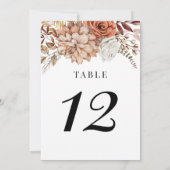 Rust Terracotta Herfst Boho Floral Table Number Kaart (Achterkant)