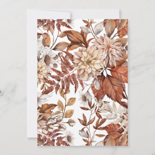 Rust Terracotta Herfst Floral Boho Wedding Kaart (Achterkant)