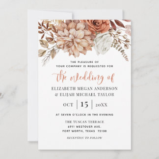 Rust Terracotta Herfst Floral Boho Wedding Kaart