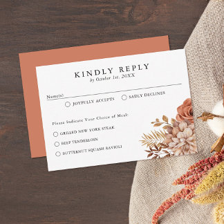 Rust Terracotta Herfst Floral RSVP-kaart RSVP Kaartje