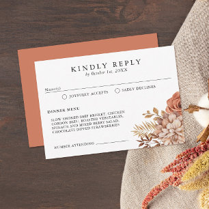 Rust Terracotta Herfst Floral RSVP-kaart RSVP Kaartje