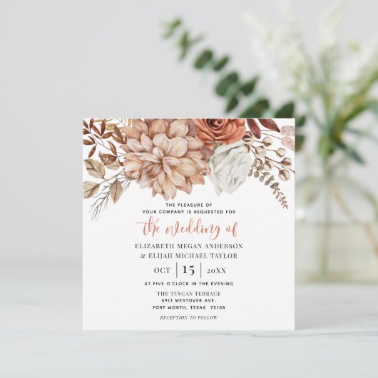 Rust Terracotta Herfst Floral Wedding (Staand voorkant)