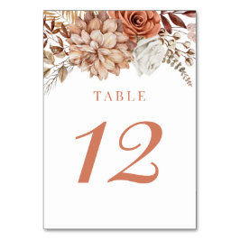 Rust Terracotta Herfst Floral Wedding Table Number Kaart