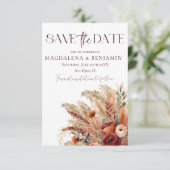 Rust Terracotta Herfst Gedroogde Bloemen Pampas Gr Save The Date (Staand voorkant)