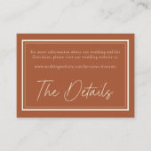 Rust Terracotta Minimalist Frame Wedding Informatiekaartje (Voorkant)