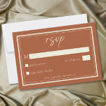 Rust Terracotta Minimalist Frame Wedding RSVP Kaartje<br><div class="desc">Celebrate your love with this minimalist rust terracotta wedding response card without dinner choices design. Featuring a modern double frame,  it's perfect for an elegant autumn ceremony. This earthy,  modern look offers a warm and sophisticated feel for your wedding. Created by Simply Farmhouse Press.</div>