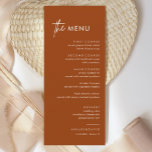 Rust Terracotta Wedding Dinner Menu<br><div class="desc">Minimaliserende wandkaarten | Modern menu,  Weddenrenmenu,  Rustic Let's Eat Wedding Dinner and Drink Menu,  Simple Calligraphy Rustic Wedding Menus Wedding Menus,  Rustic Wedding Menu,  Wedding Menu,  Wedding Table Menu</div>