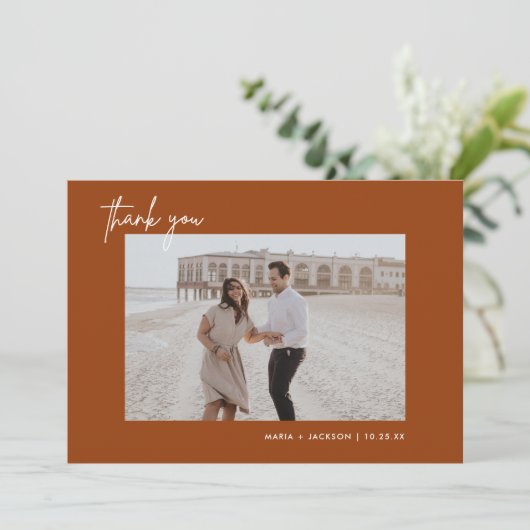 Rust Terracotta Wedding Foto Hartelijk dank Bedankkaart (Staand voorkant)