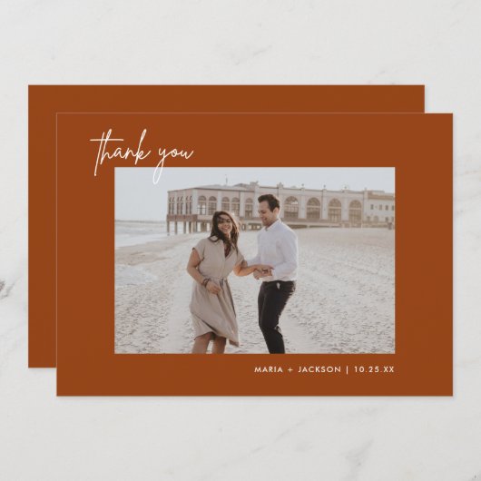 Rust Terracotta Wedding Foto Hartelijk dank Bedankkaart (Voorkant / Achterkant)