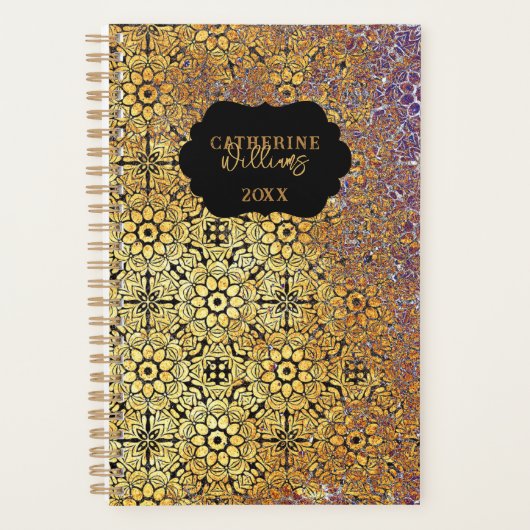  Rust Textured Damask Bloempatroon Planner (Voorkant)